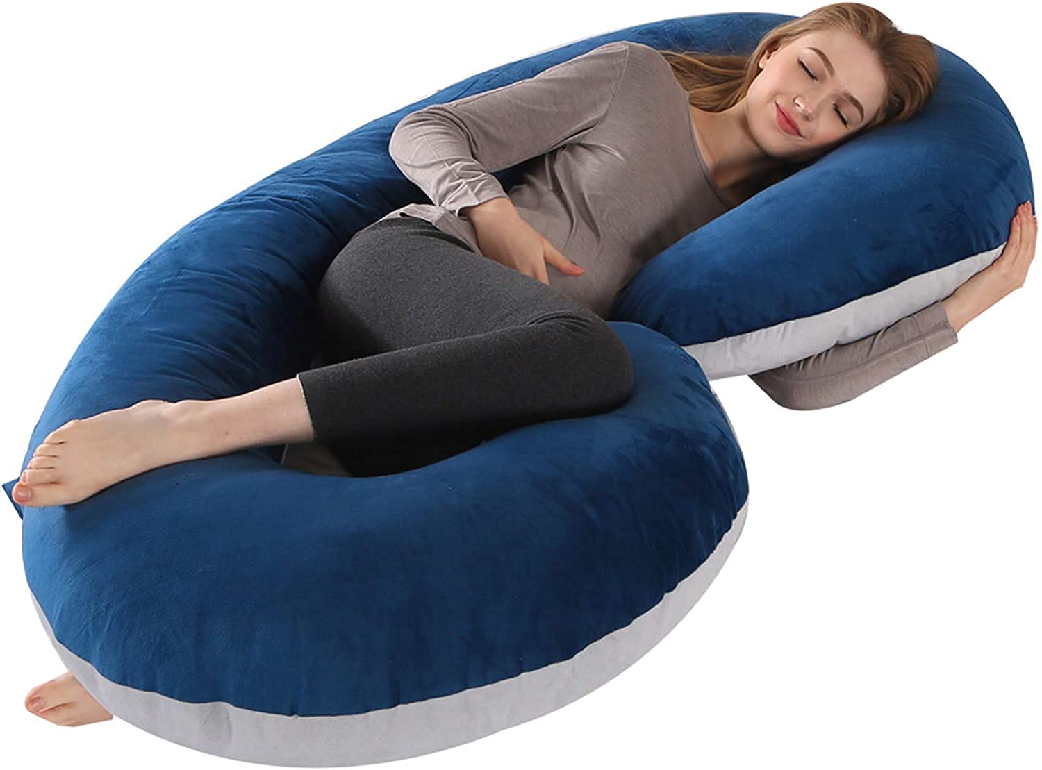 Almohada de Doble cuña para Maternidad, Almohada para Dormir Lateral para Vientre, Cintura, Respaldo, Funda de Almohada Desmontable y extraíble(Color:6;Size:135x70cm)