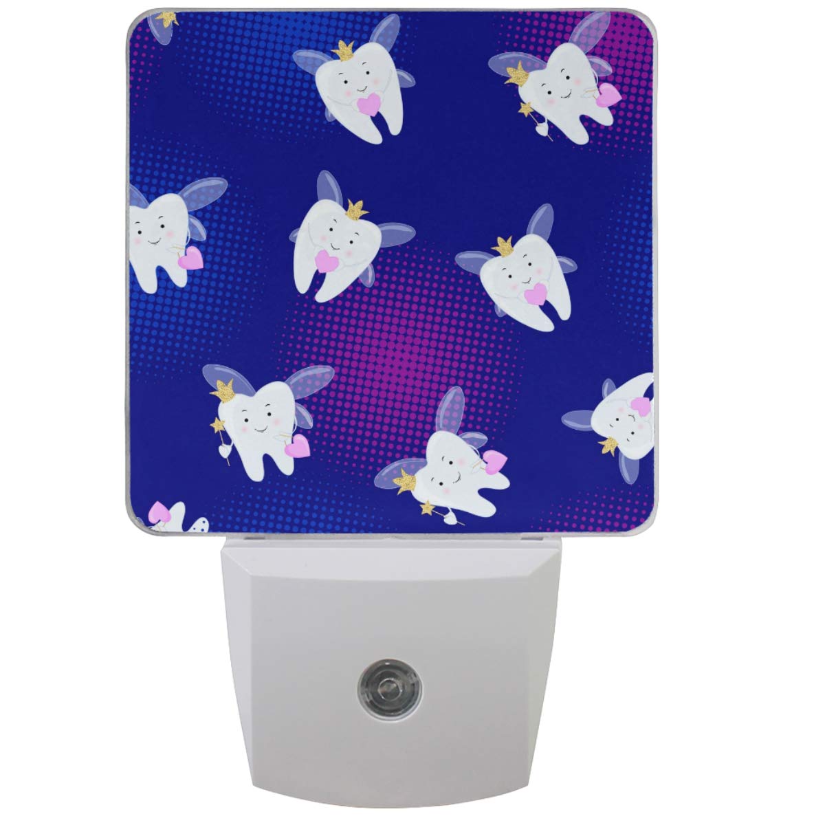 PfrewnTooth Fairy Cartoon Night Light Plug in Set of 2 Galaxy Nightlights LED Auto Dusk-to-Dawn Sensor Lamp for Bedroom Bathroom Reading Kitchen Hallway Stairs Decorative