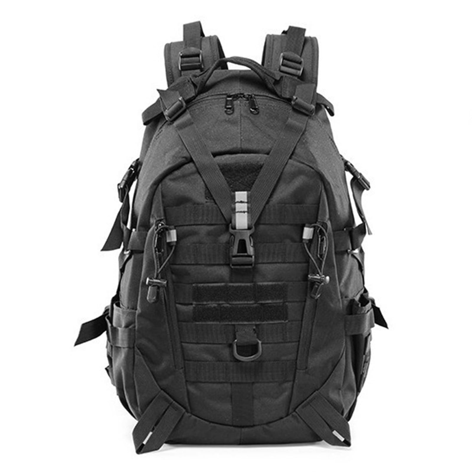 Zaino Tattico Militare 35 Litri Zaino Uomo da Trekking Impermeabile Molle Backpack con Striscia Riflettente per Viaggio, Campeggio, Pesca (Nero)
