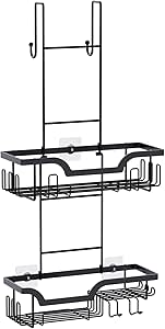 Porta Shampoo Doccia Da Appendere - Con 2 Cestini E Ganci, Per Porte In Vetro - Foto 5