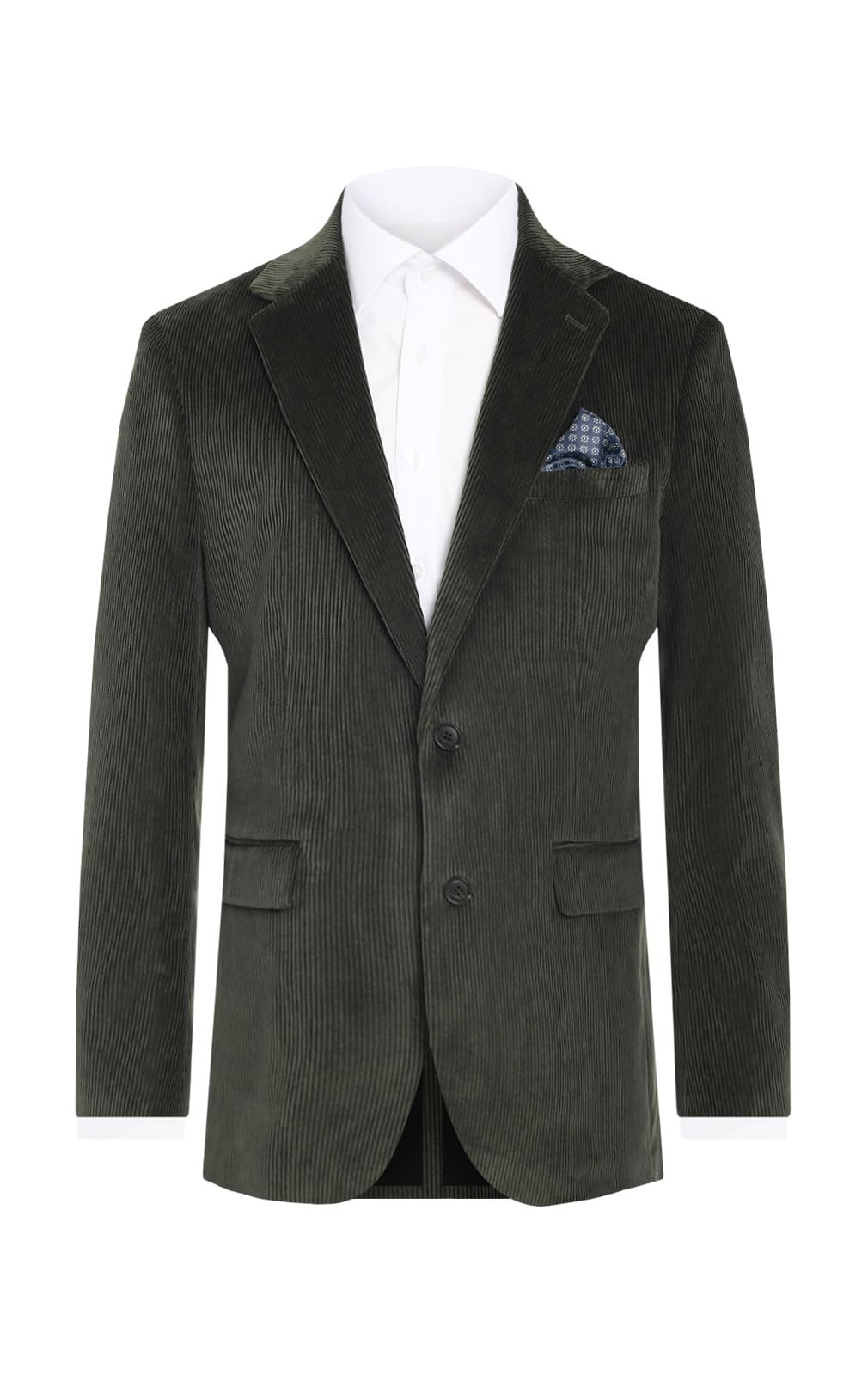 Dobell Men's Green Corduroy Jacket Regular Fit 100% Cotton-48R