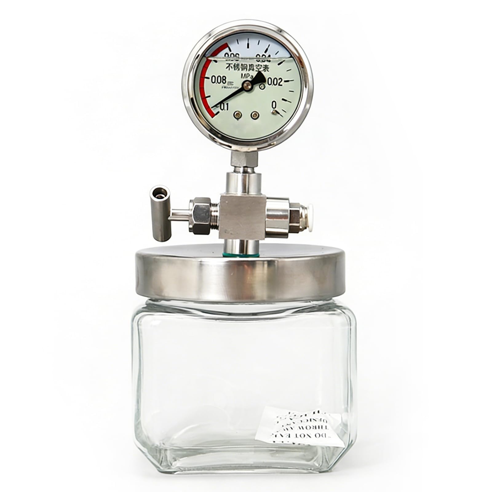 Coyeux Laboratory Glass Vacuum Chamber, Vacuum Degassing Chamber With Vacuum Gauge, 250Ml/500Ml/800Ml Glass Storage Tanks For Oxidation Prone Chemical Specimen Preservation 800Ml