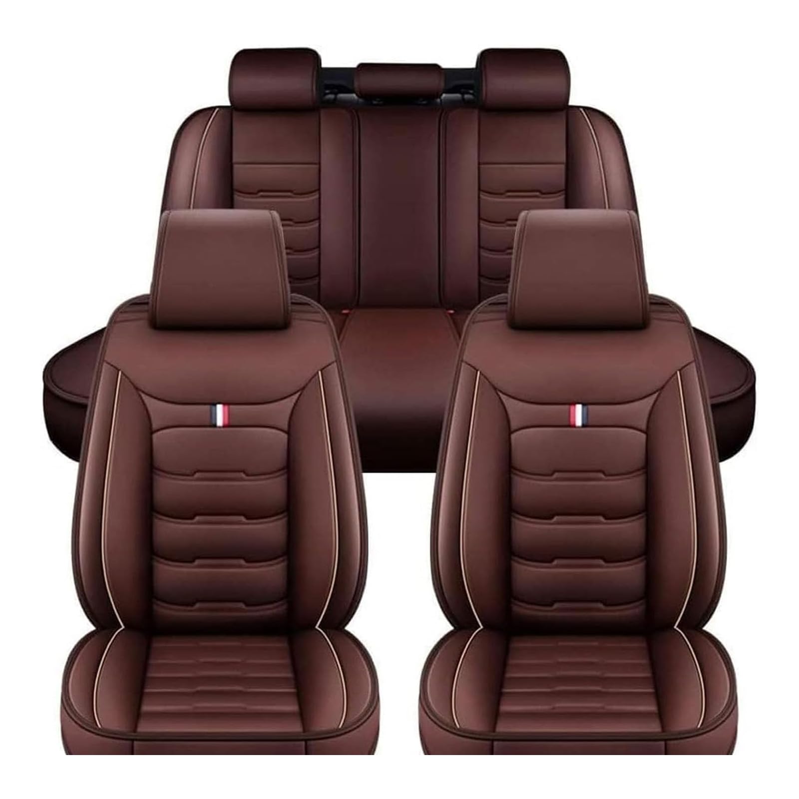 Pokrowce na siedzenia samochodowe do VW Golf 6 GTI Golf 7 Golf 7 GTI Golf TDI Golf Sportsvan 2, skórzana przednia tylna osłona poduszki ochraniacze akcesoria wewnętrzne, F/Coffee