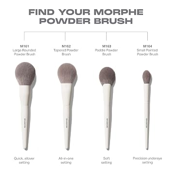 Morphe M163 Paddle Powder Makeup Brush - Large Fluffy Powder Brush for Soft Setting and Finishing - Face Applicator for Smooth Veiled Coverage and Even Distribution