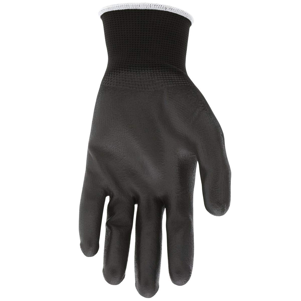 Memphis Glove MCR Safety Work Gloves 13 Gauge Black Nylon Shell, Black Polyurethane Palm and Fingers, 9669 (12 Pair) (XL)
