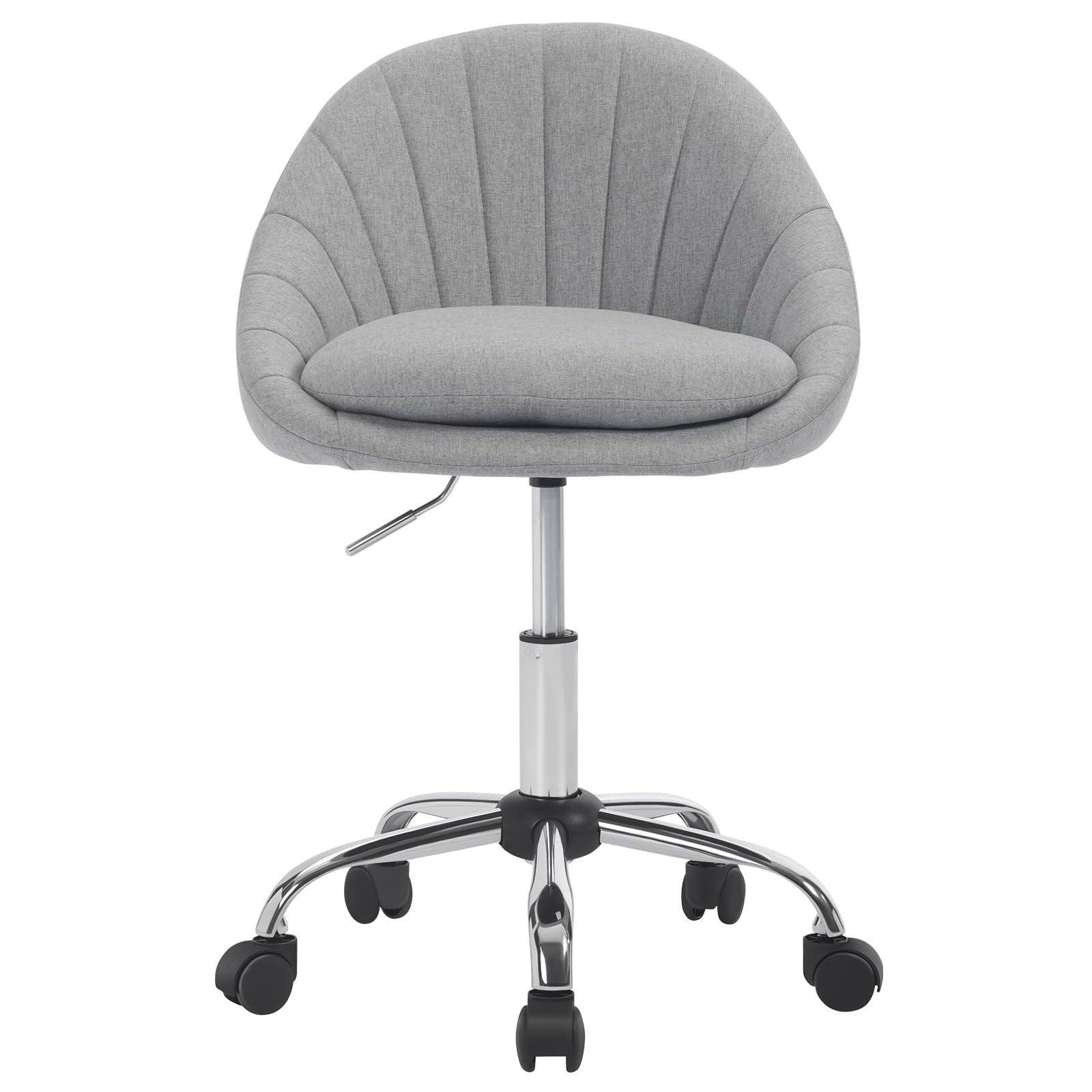 WOLTU Homeoffice Stuhl, Schminkstuhl, Schreibtischstuhl Grau, Leinen | Dicke bequeme Doppelpolsterung, Schaumstoffpolsterung, Drehstuhl mit Rollen, 150 kg, für Arbeitszimmer Schlafzimmer