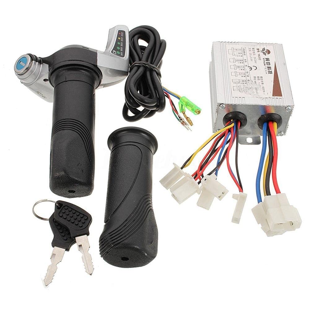 Controleur Trottinette Electrique,Controleur Brush 24V 500W Moteur Brossé Contrôleur Throttle Twist Grip for Vélo Électrique Vélo Throttle Grips Standard 7/8 Pouces Guidons