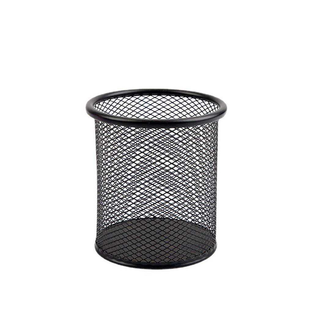 Porte-stylo à grille grand format en métal noir pour organisation de bureau