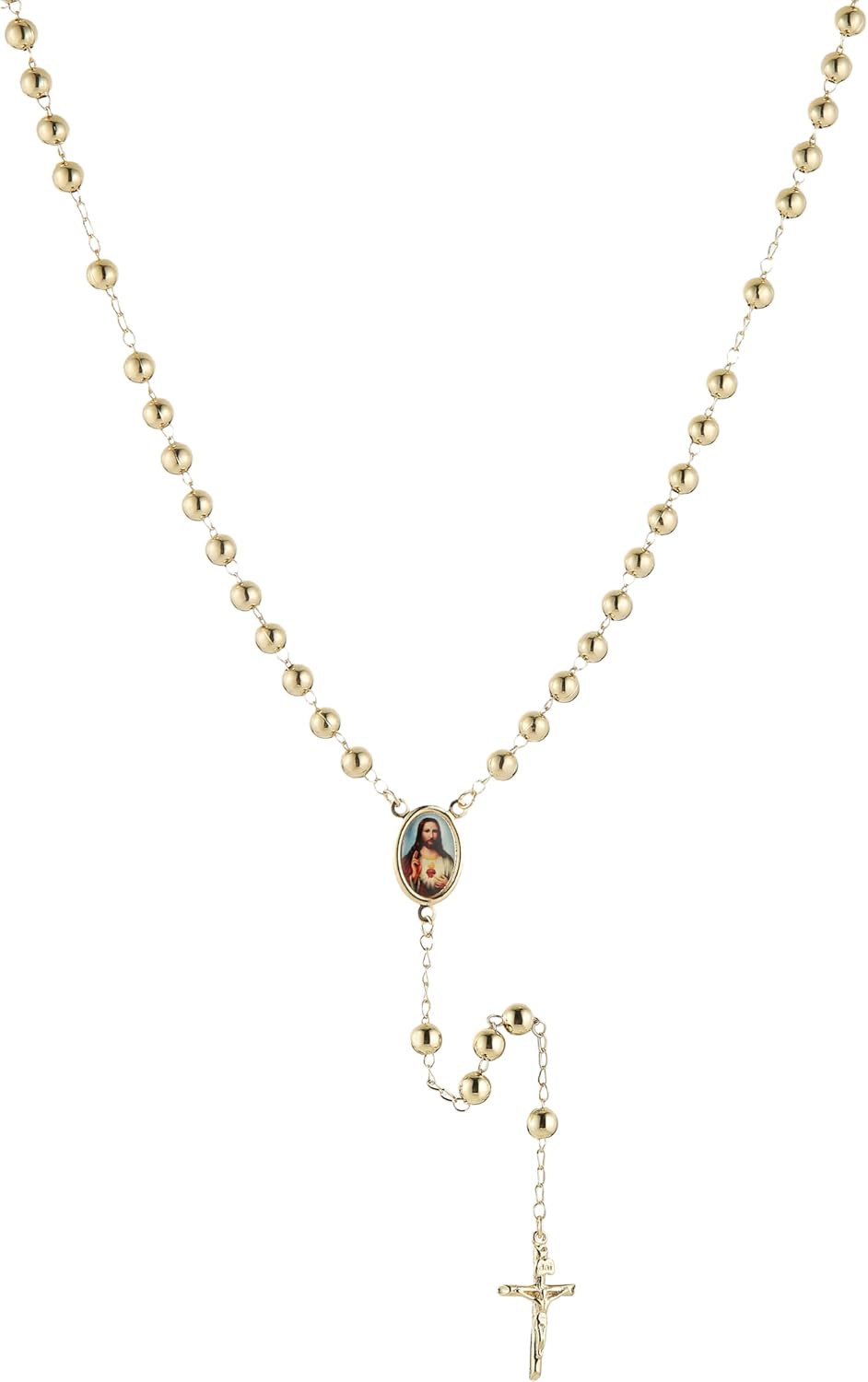 HZMAN Gold Rosary Beads Necklace for Women Our Lady of Mary/Jesus Y-Shaped Necklace Catholic Jewelry Gifts