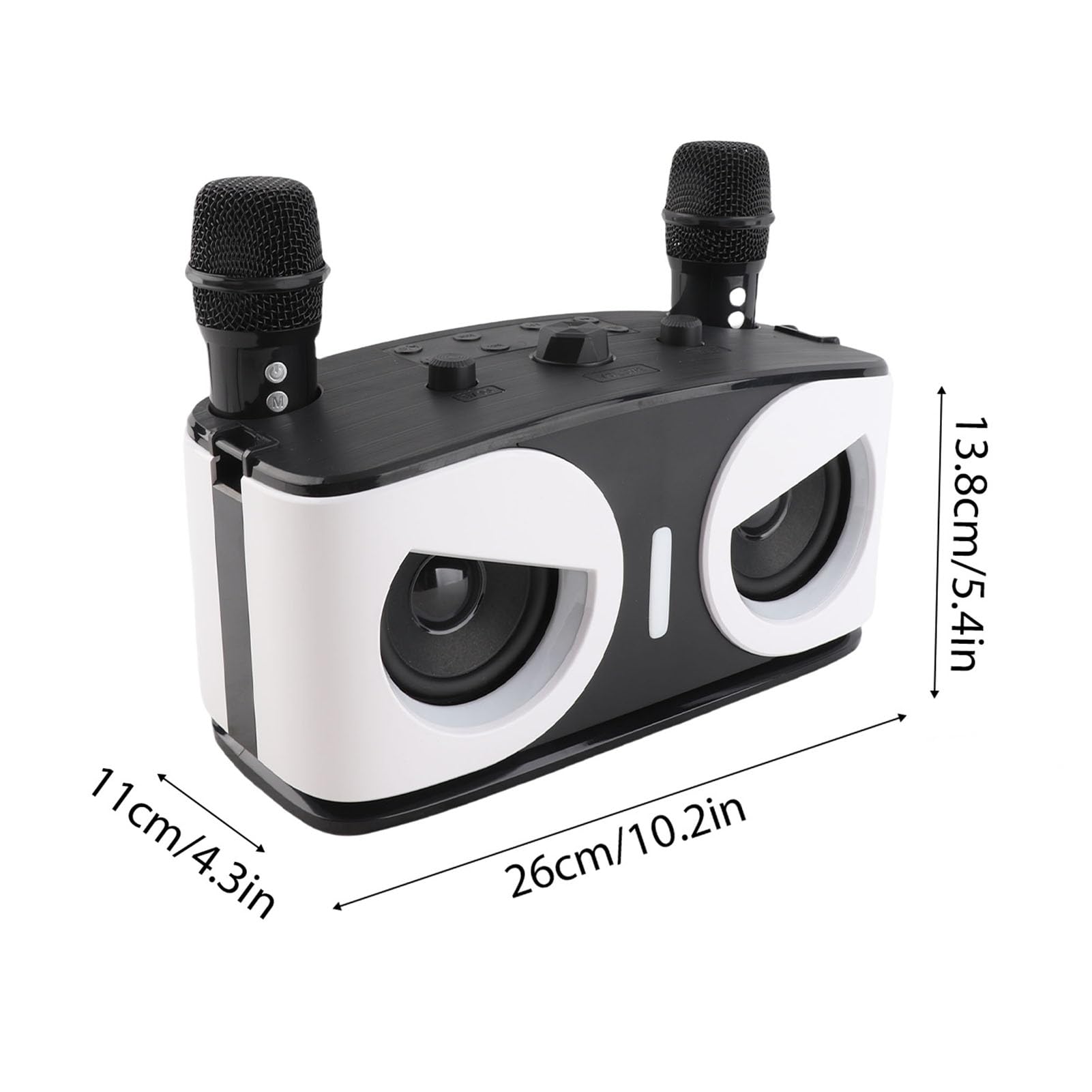 Máquina de Karaoke con 2 Micrófonos Inalámbricos, Altavoz Dual y Micrófono BT, Conjunto KTV con Efectos de Luz RGB para Fiestas en Casa Al Aire Libre (Blanca)