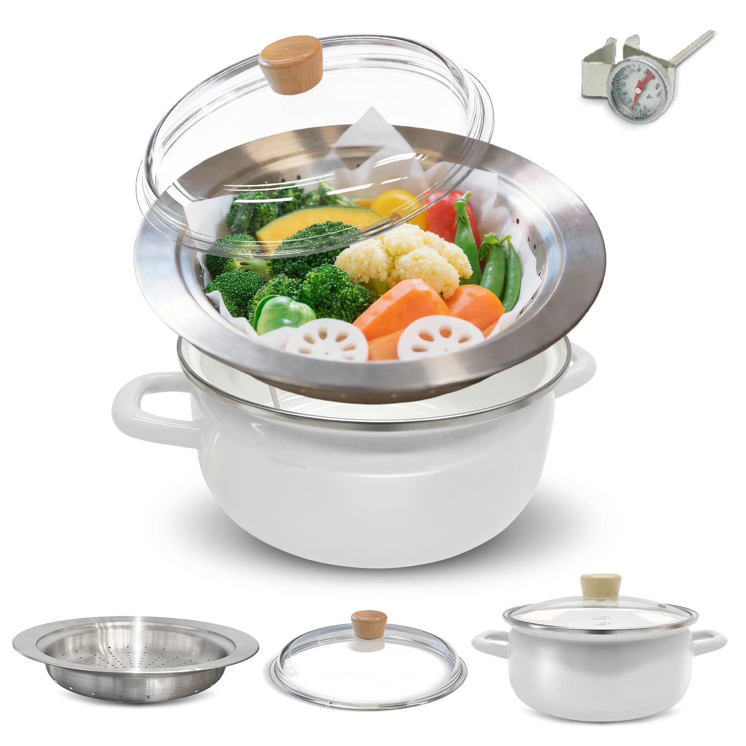 Amazon | DQ CORAL フライパン用蒸し器 20～22cm用 ガラス蓋付き