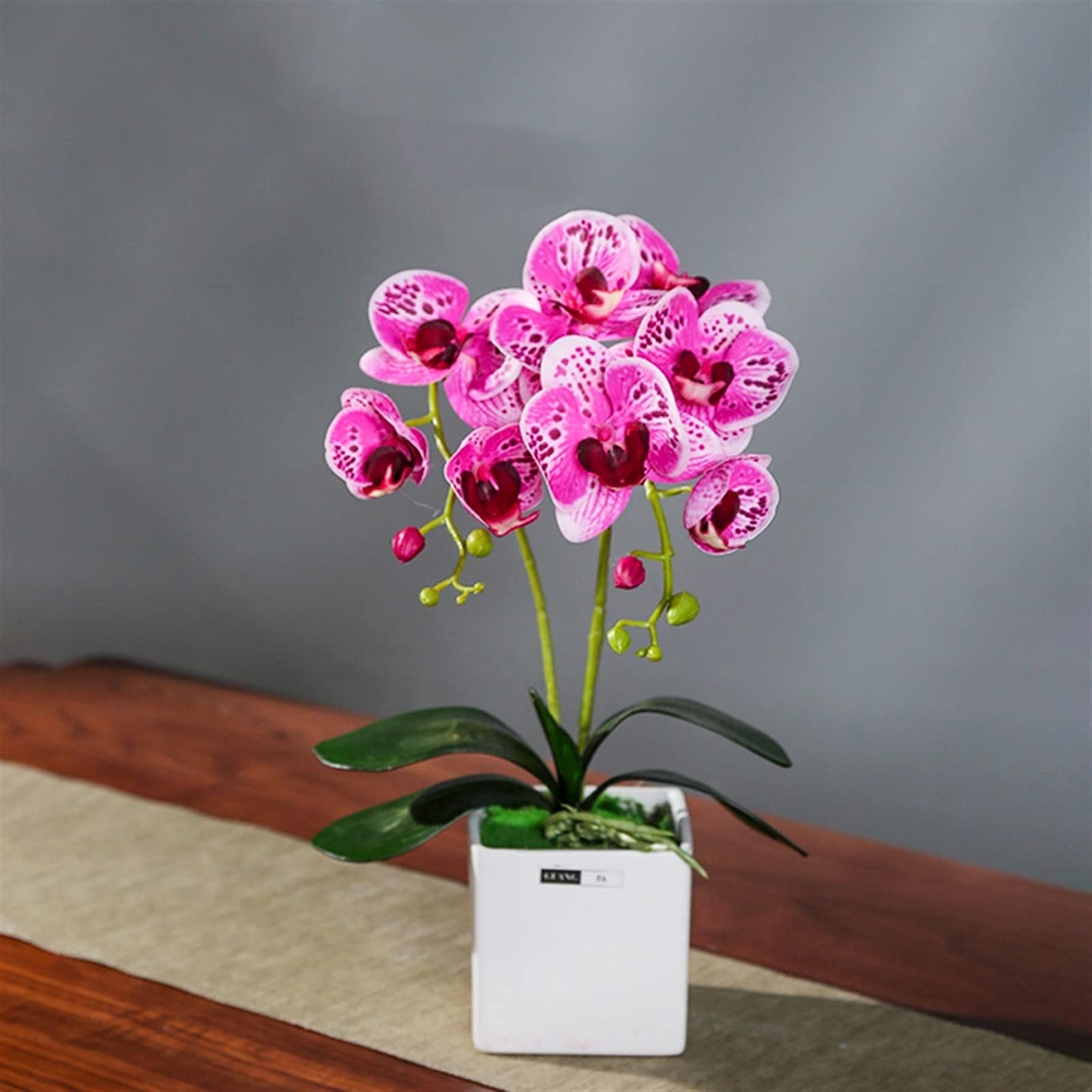 MYUYEE Artificial Flower In Pot Artificial Flower Fake Flower Artificial Orchid With Vase Faux Phalaenopsis Bonsai For Living Room Decoration Artificial Plant Flower Arrangement