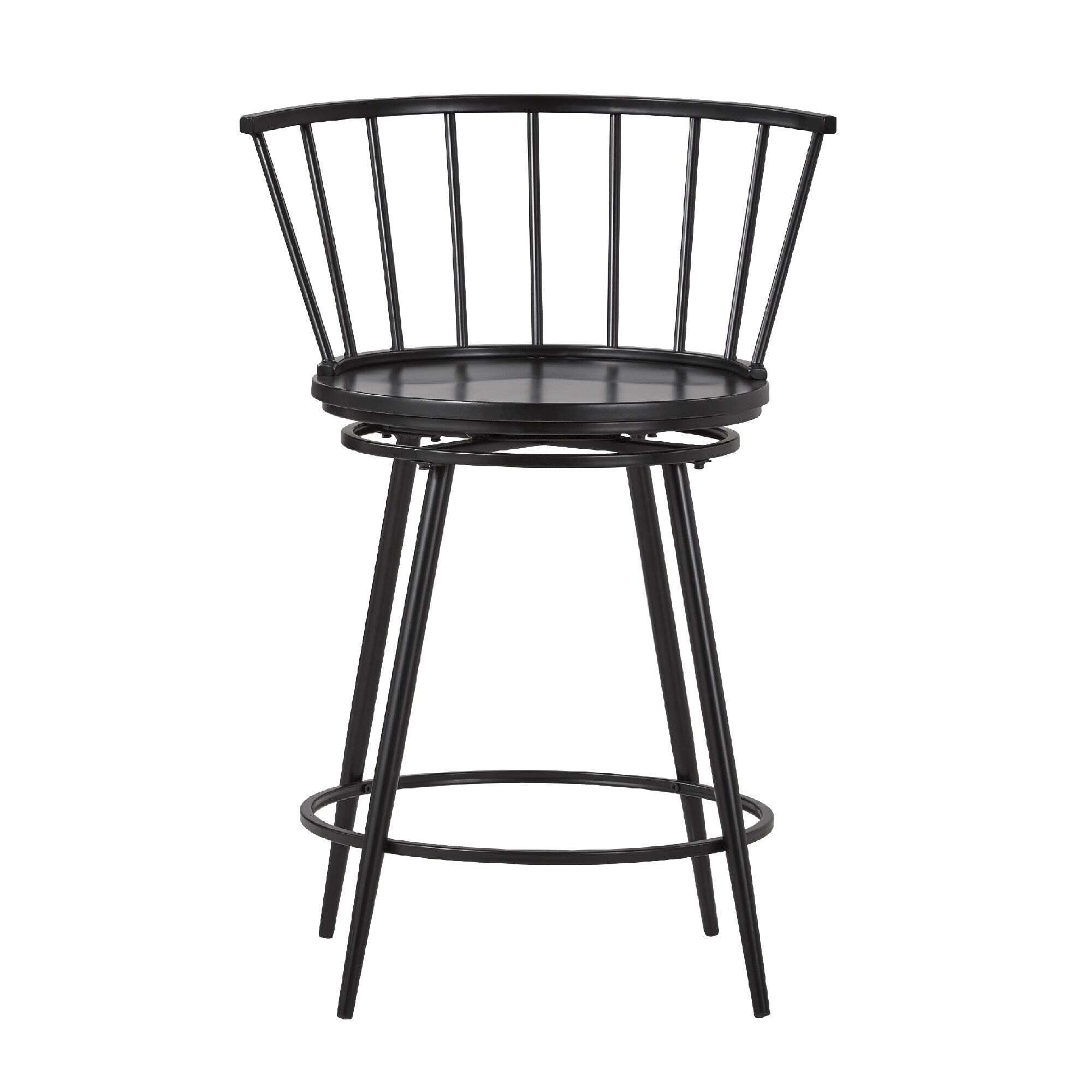 Inspire Q Olix Windsor Swivel Counter Stools with Low Back (Set of 2) by Modern Black