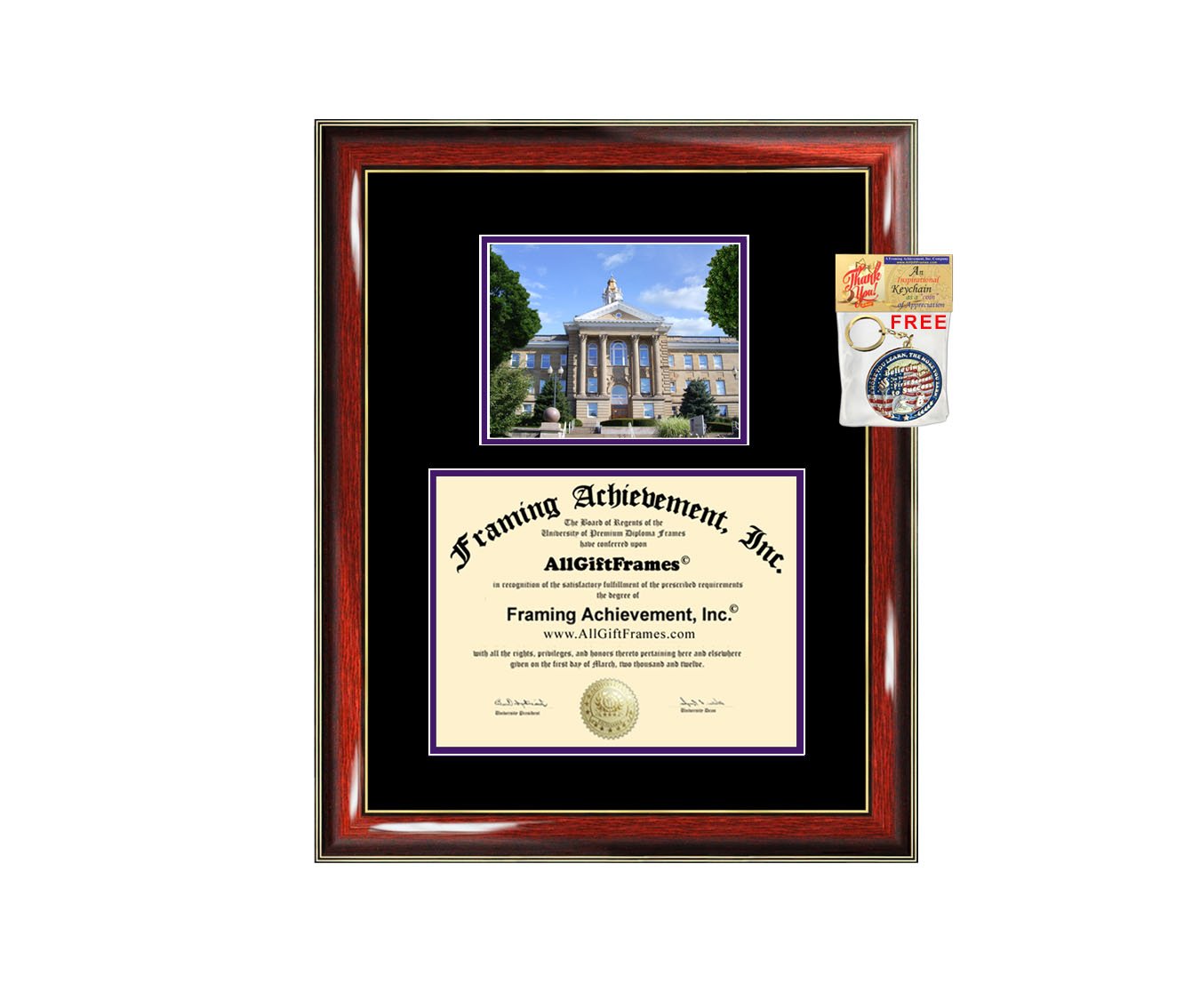 Western Illinois University Diploma Frame WIU Graduation Degree Frame Campus Picture Double Matted College Campus Photo Graduation Certificate Collegiate Gift Plaque Framing