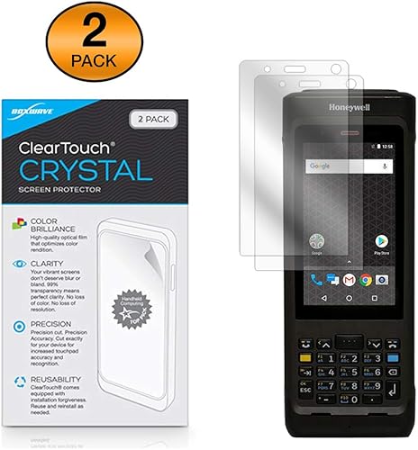 Miniatura 2 de BoxWave Protector de pantalla compatible con Honeywell CN80, ClearTouch Crystal (paquete de 2), película HD, protege de arañazos para Honeywell CN80