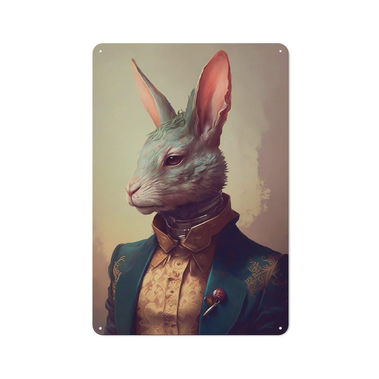 Junmoney Rabbit Delightful Retro Metal Wall Sign 30X20cm For Guest Room Or Hallway, New-Space Wall Decor For Home Decor Collectors