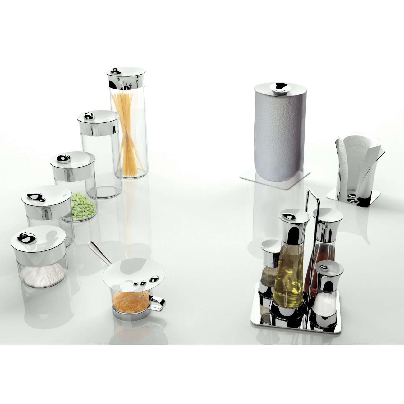 BUGATTI 22-151 Acqua Sucrier Acier INOX/Porcelaine Blanc 13 x 12 x 9 cm