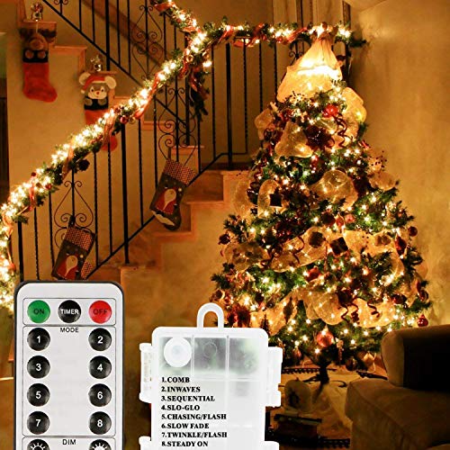 Led Fairy Lights 100 LEDs 8 Modes with Remote & Timmer Decorative Fairy Battery Powered String Lights, Copper Wire Light for Bedroom,Wedding(33ft/10m Warm White 2PACK) - Image 6