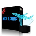 Creatively 3D Plane Lights LED Airplane Night Light, YKLWORLD 3D Aero Plane Illusion Table Lamp with 7 Colors and USB Powered, Best Bedroom Decor Toys Gifts for Kids Children Birthday