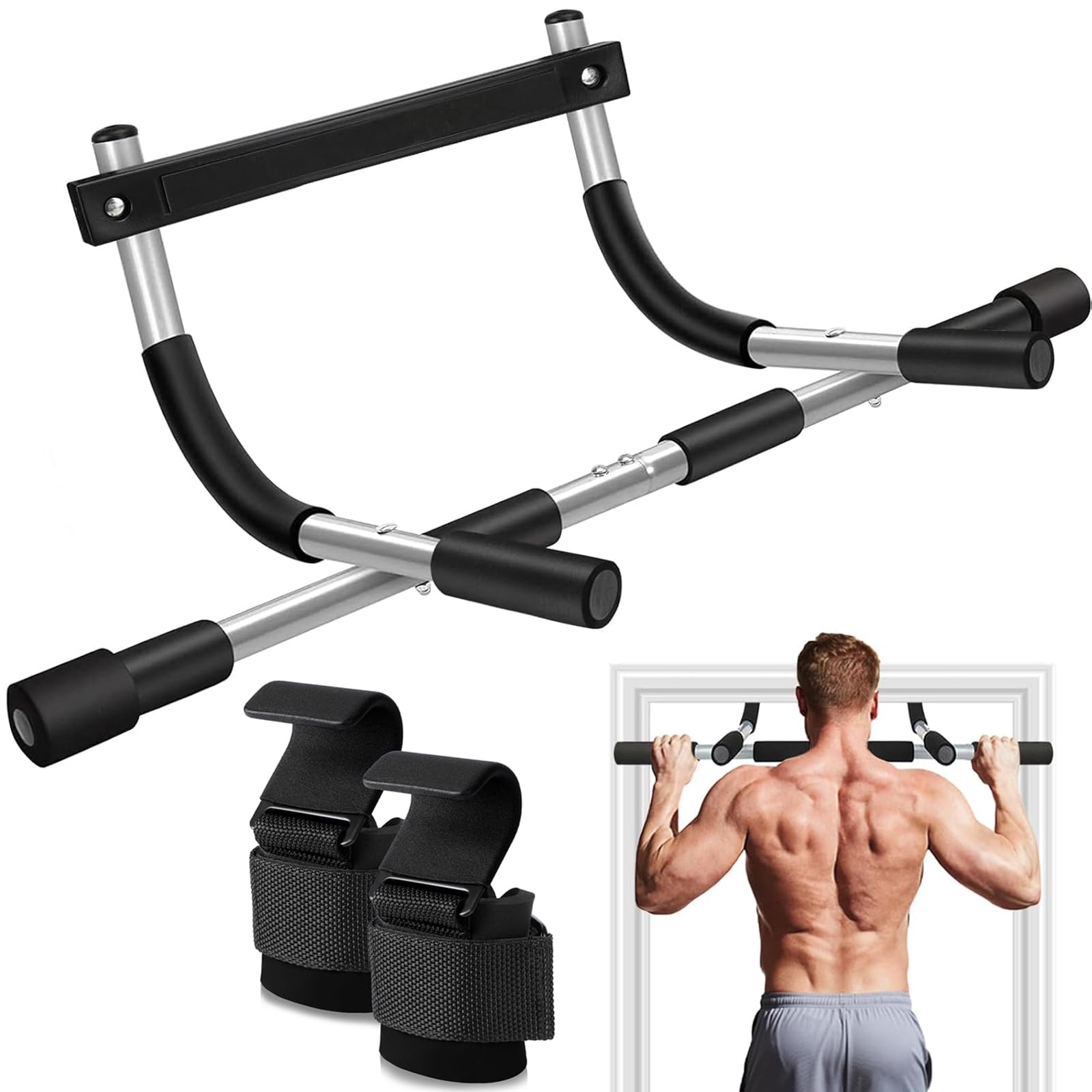 Pull Up Bar for Doorway 2 Pcs Weight Lifting Hooks Upgrade Chin up Bar for Doorway Without Screws