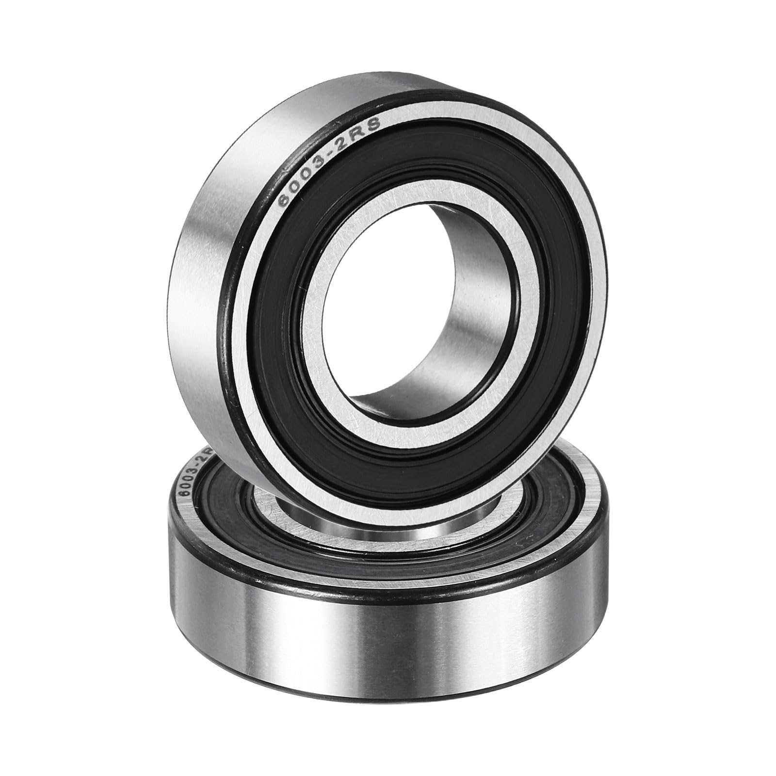 uxcell 2 Pack 6003 2RS Deep Groove Ball Bearings, 17x35x10mm Chrome Steel Double Rubber Seal Bearing for Electric Motor, Home Appliances, Garden Machinery, (ABEC5)