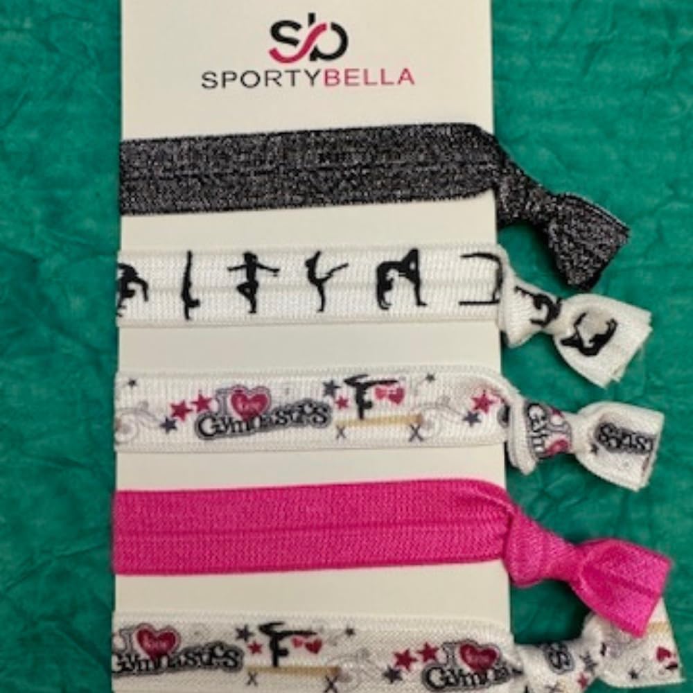 Gymnastic Hair Ties - Hair Accessories For Girls' Gymnastics Routines. Enhance Your Style with Elastics by SportyBella 5pcs.