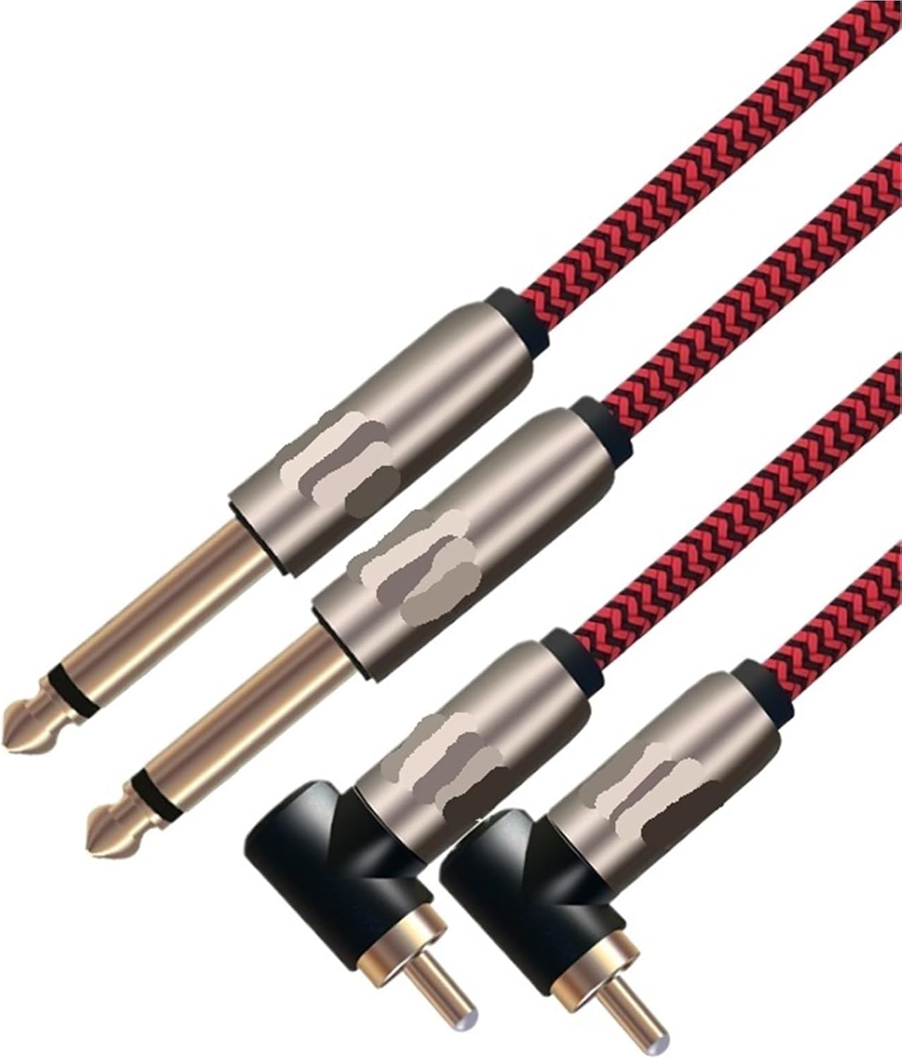 Dual to Dual 6.35mm Audio Cable 2RCA to 2 6.5 DVD Mixer Connected Speakers TV AV Cable(2 RCA L - 2 6.5,0.75m)