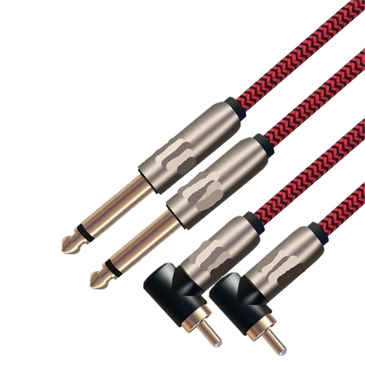 Dual to Dual 6.35mm Audio Cable 2RCA to 2 6.5 DVD Mixer Connected Speakers TV AV Cable(2 RCA - 2 6.5 L,0.75m)