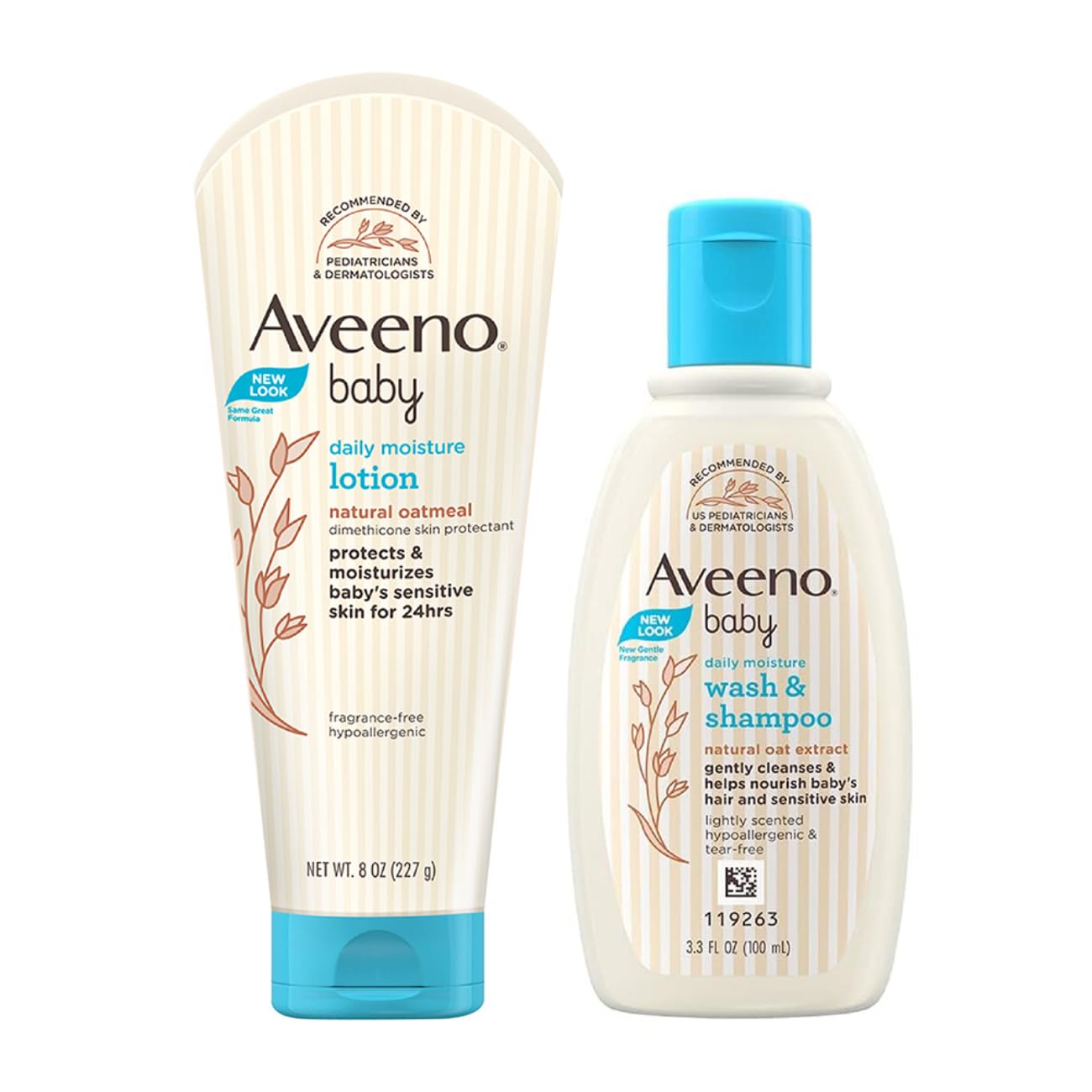 Combo pack Aveeno Baby Daily Moisture Lotion (227g) + Wash and Shampoo (100ml) | With natural oat extract | Hypoallergenic, pediatrician recommended | Cleanses, nourishes, soothes & protects babys sensitive skin (B0BVR5135T) Amazon Price History, Amazon Price Tracker