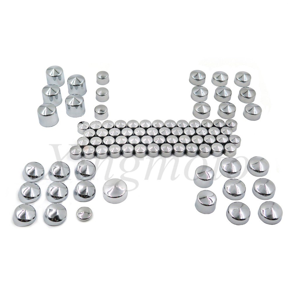 AfterMokit Replacement Engine Bolt Head Covers Nut Topper Caps for Harley Davidson Dyna 1999-2005 86 Pieces Complete Kit ABS Chrome