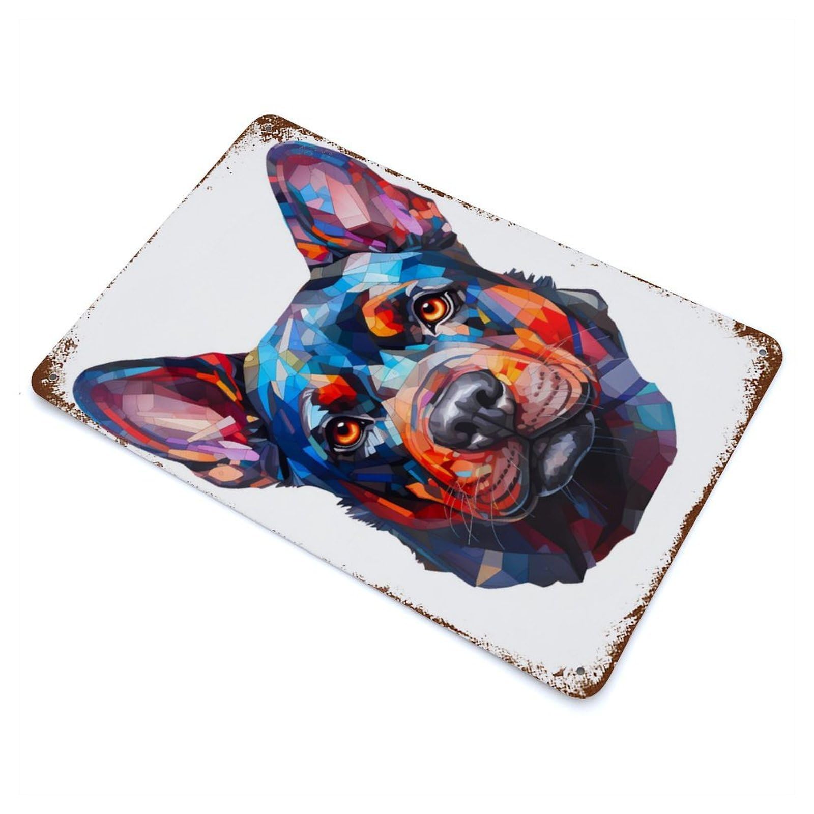 Vintage Rust Metal Sign Bulldog Colorful 11.8"x7.9", Shabby Chic Decor for Cafe, Home Bar And Lounge Decor
