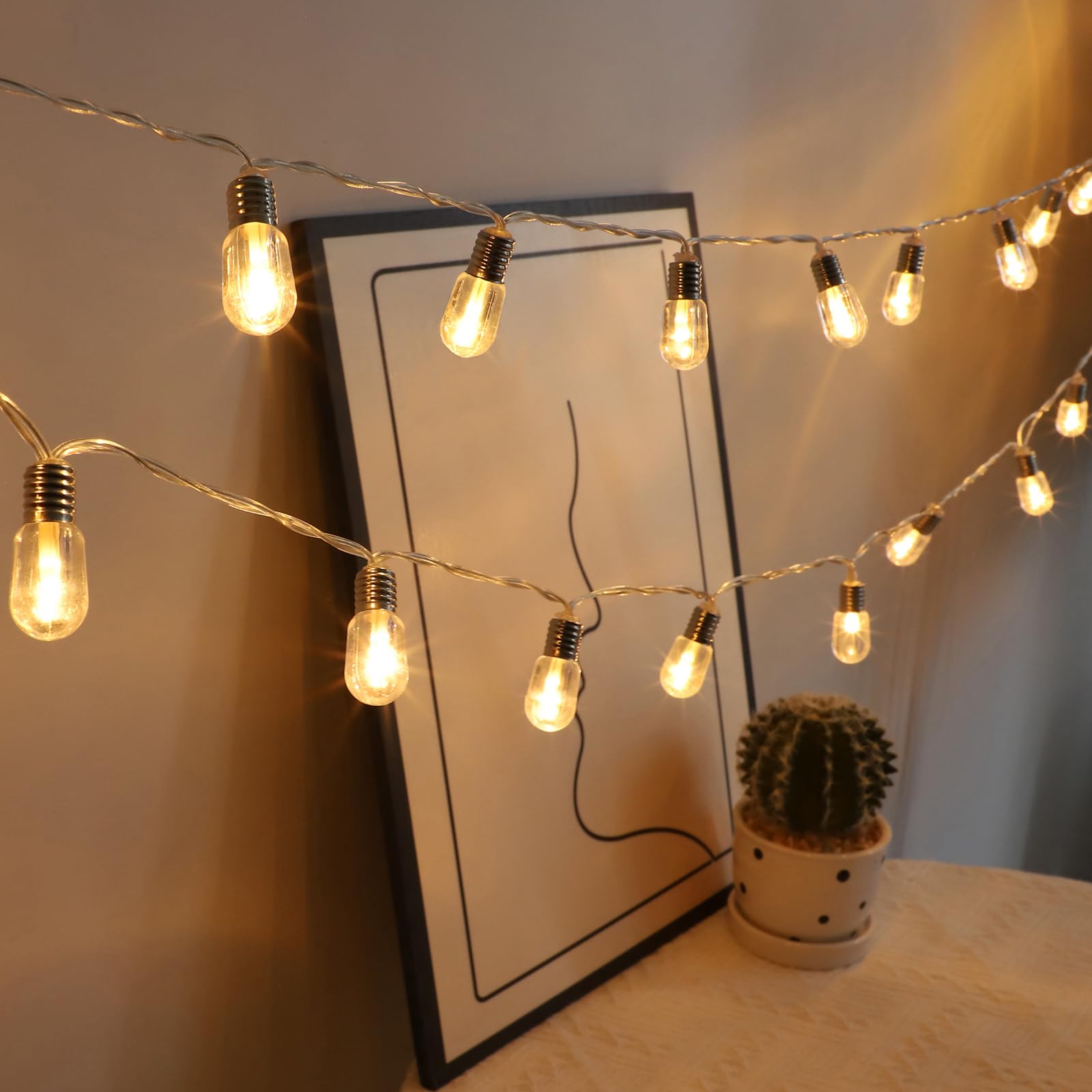 LED Lichterkette Batterie, 20 LED Lichterkette mit Timer, Lichterkette Mini Bulb Warmweiß 2m, Lichterkette für Innen, Zimmer, Party, Weihnachten, Hochzeit, Innendekoration, Batteriebetrieben