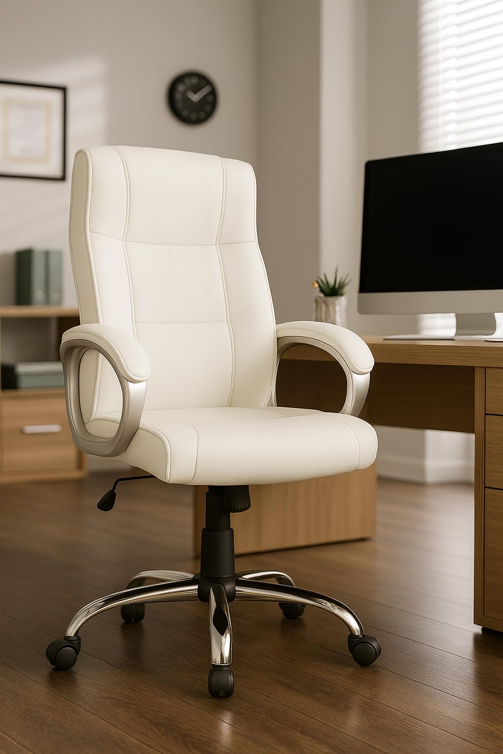 Prestige Premium Leatherette Executive Chair | High Back Ergonomic Office Chair for Work from Home & Office | Height Adjustable, 360° Swivel, 135° Tilt, Chrome Base (1 Pc)-picture-10