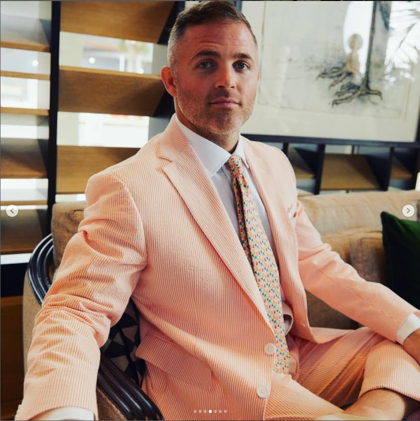 HZUOU Striped Seersucker Men Suits Cotton Summer Beach Wedding Tuxedos 2 Pieces Notch Lapel Suits for Men HZH214