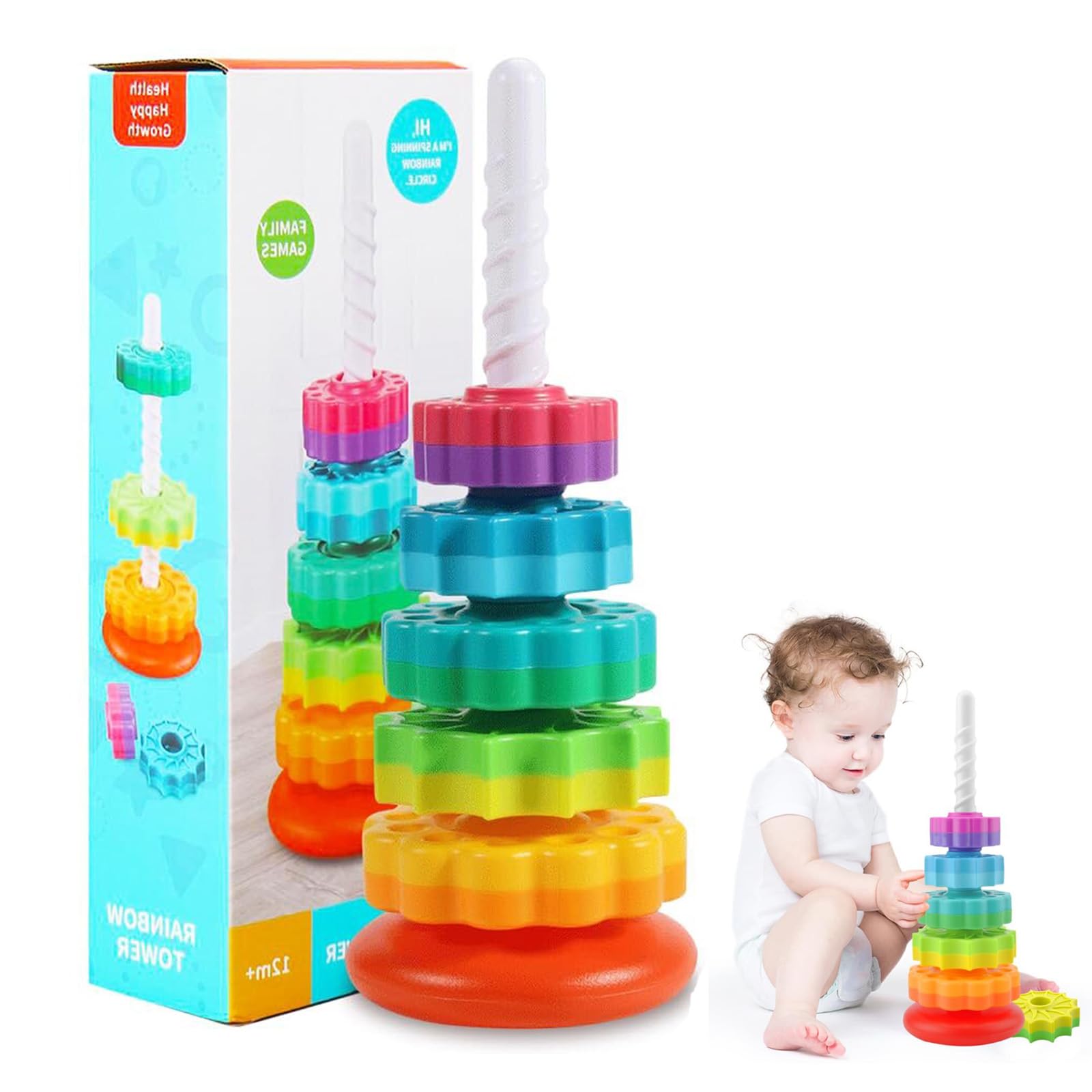 Stackable Spinning Toys for Kids, Spinning Stacking Toys for Babies from 1 Year Old