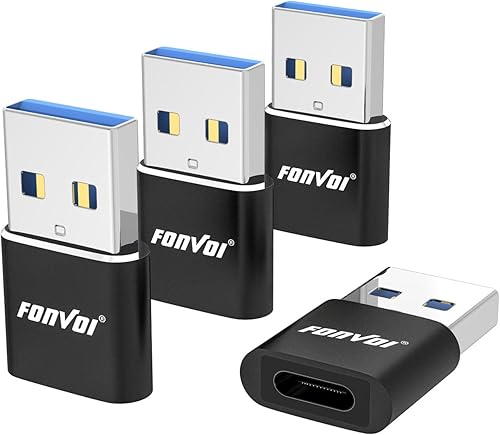 Paquete de 4 adaptadores USB a USB C, cargador USB C hembra a un macho tipo C compatible con Apple MagSafe, iPhone 11, 12, 13, 14 Pro Max, Samsung