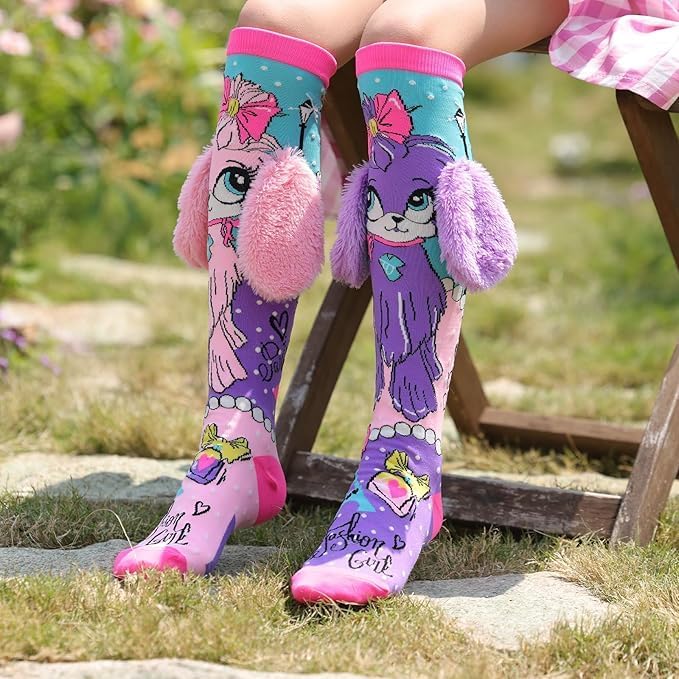 TONICTOYS Cute Lace Socks for Girls | Handmade Fashion High Socks | Soft Cotton Fun Socks for Kids Ages 6–12 (Purple) 2