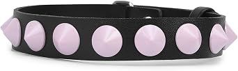 Leather Pink Studded Choker Collar Buckle Cat Collar Necklace