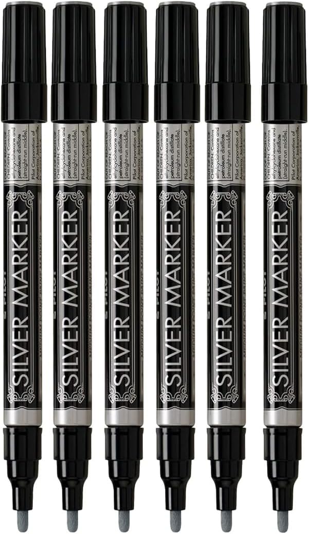 Metallic Permanent Paint Markers, Gold, Medium Point (2.0mm), 6 Count, Bundle with Plastic Reusable Pouch