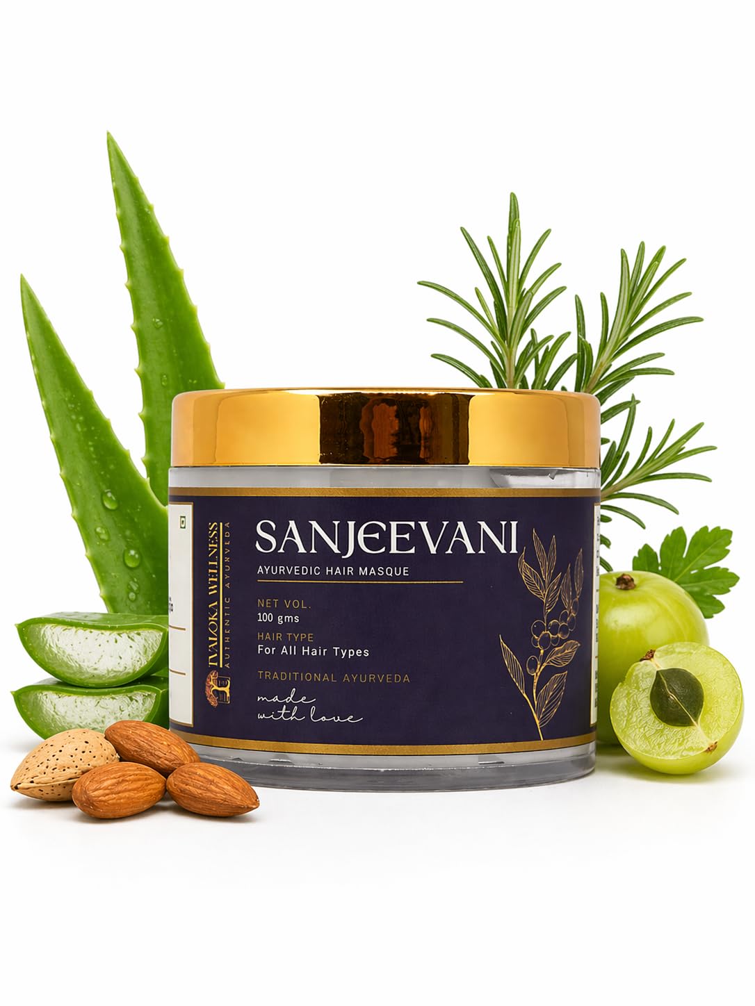 Sanjeevani Ayurvedic Hair Masque (100 g) with Amla, Bhringraj, Neem & Aloe Vera | Deep Conditioning, Breakage Reduction & Frizz Control | Rich, Non-Greasy Weekly Hair Nourishment Ritual for Dry & Damaged Hair | For Men & Women, All Hair Types | Free from Silicone, Parabens, Sulphates, Phthaltes & Harsh Chemicals-image-15