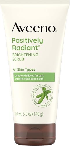 Aveeno Positively Radiant Skin Brightening Exfoliating Daily Facial Scrub, Gentle with Moisture-Rich Soy Extract, Helps Improve Skin Tone & Texture, Oil- & Soap-Free, Hypoallergenic, 5 oz