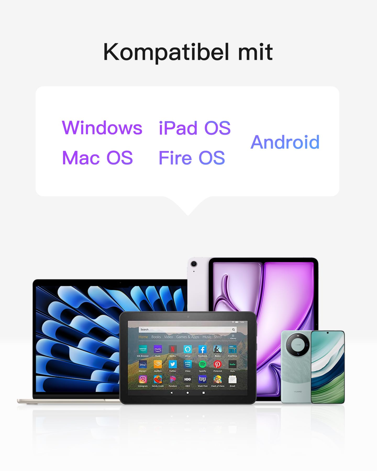 Inateck Tablet Tastatur mit Touchpad, Ultraleichte Tastatur Kabellose QWERTZ Deutsch mit Trackpad, kompatibel mit iPad/Tablet/Windows/Laptop/PC,KB01105