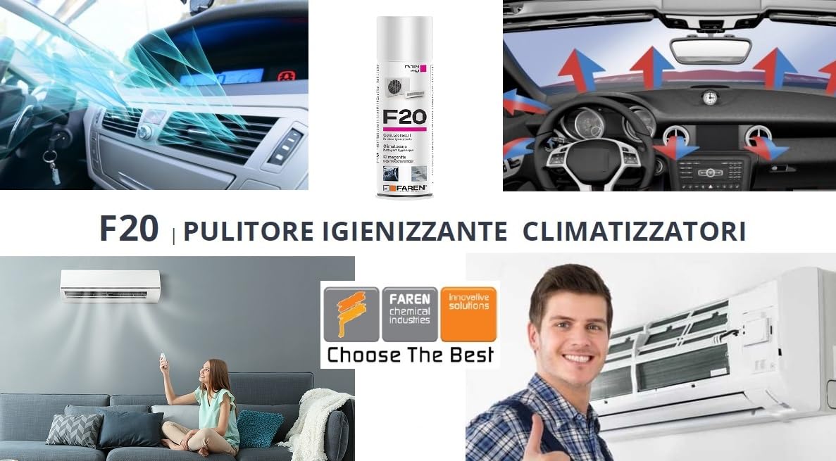 FAREN - Igienizzante per Condizionatore Clima, Pulitore Climatizzazione, Soluzione Alcolica, Azione Profumante, Anti-Batterico, 400 ml, Confezione da 1