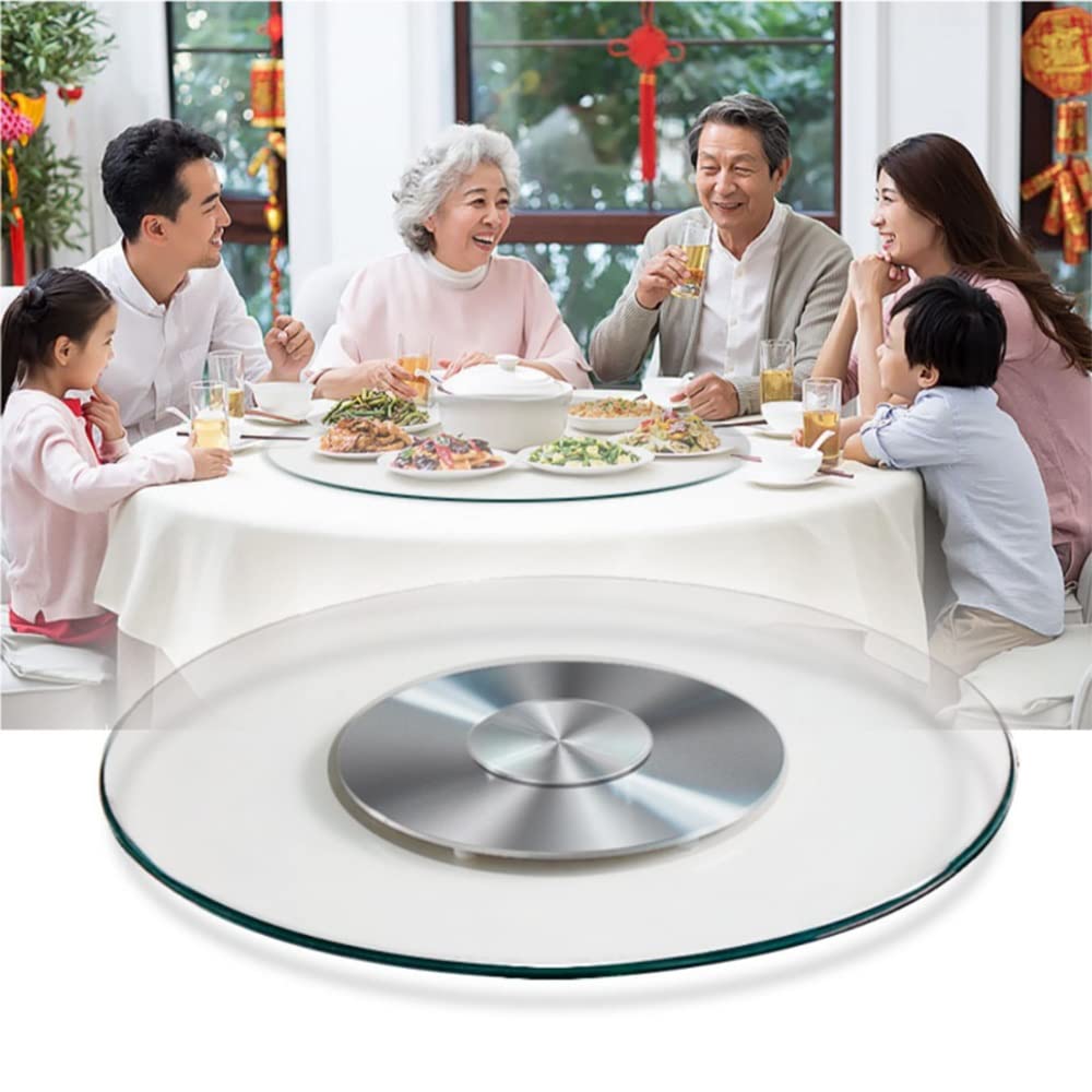 Plateau tournant Lazy Susan en verre de 90 cm pour table