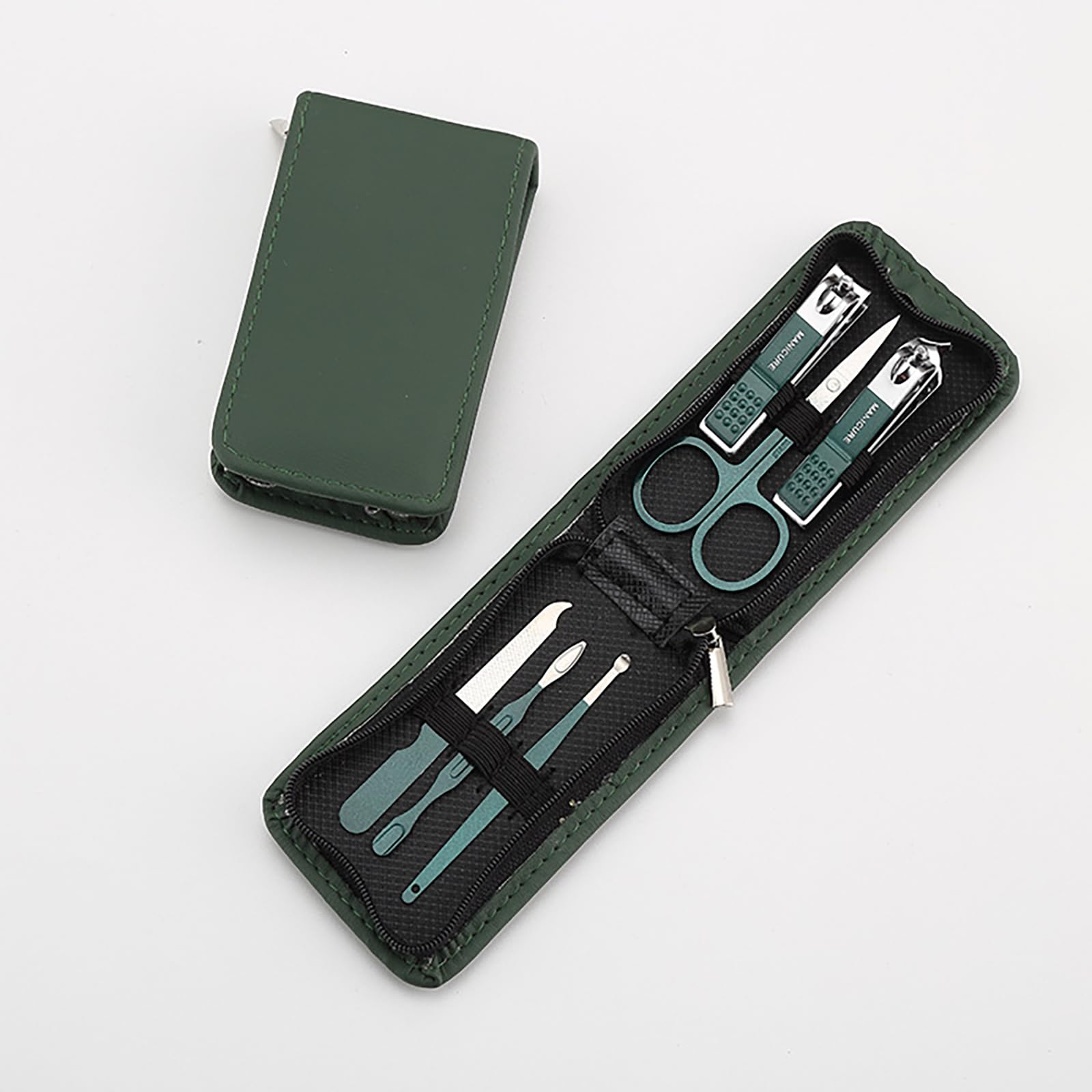 6-Piece Nail Clippers Set - Portable 6-in-1 Manicure Kit for Travel Complete Professional Nail Care Tools Green