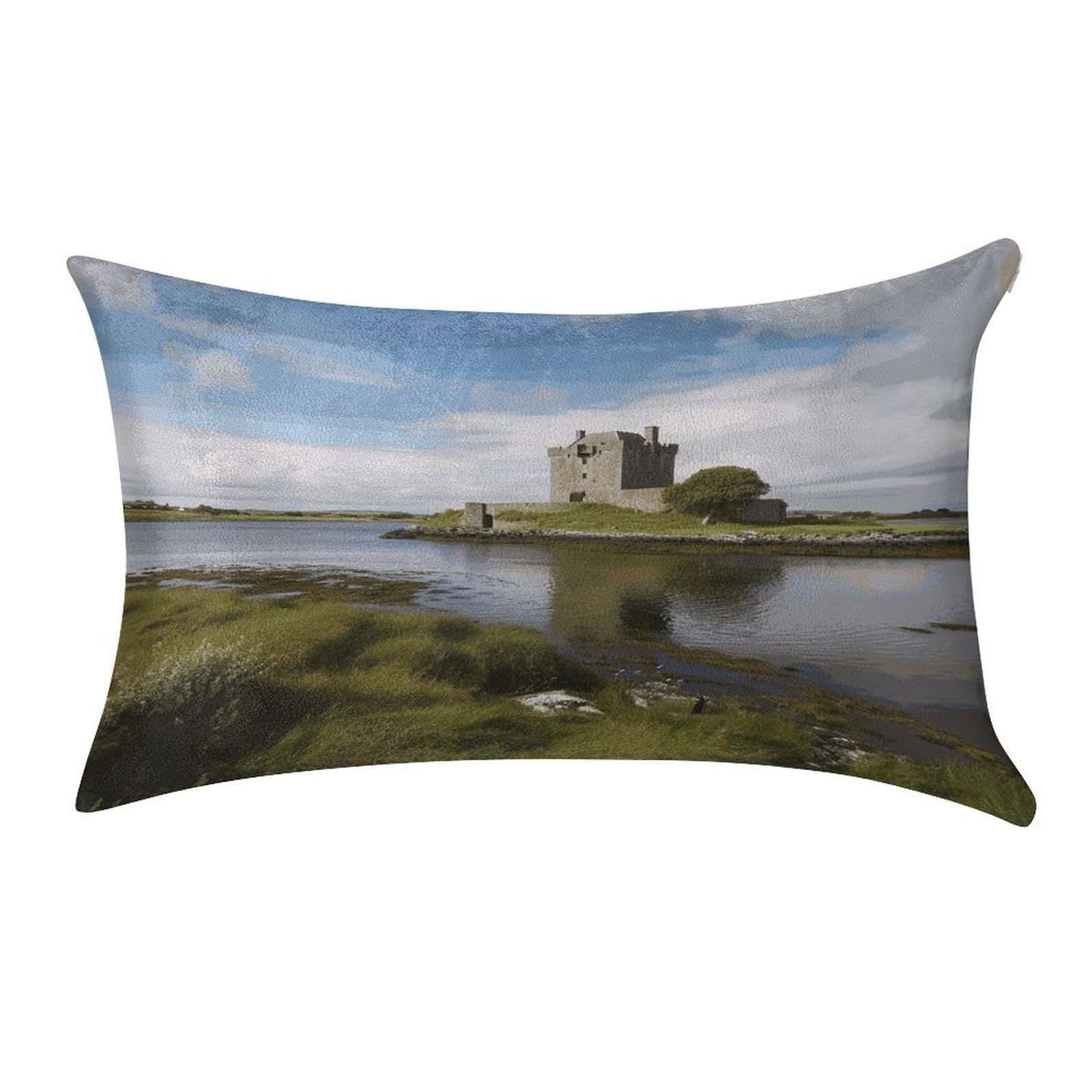 LDGSUPH View of The Dunguaire Castle Velvet Throw Pillow Covers Cozy Pillow Shams Pillowcases Detachable Pillow Cases Soft Cushion Cover with Zipper for Sofa Car Bed Pillow Protectors 12 "×20 "
