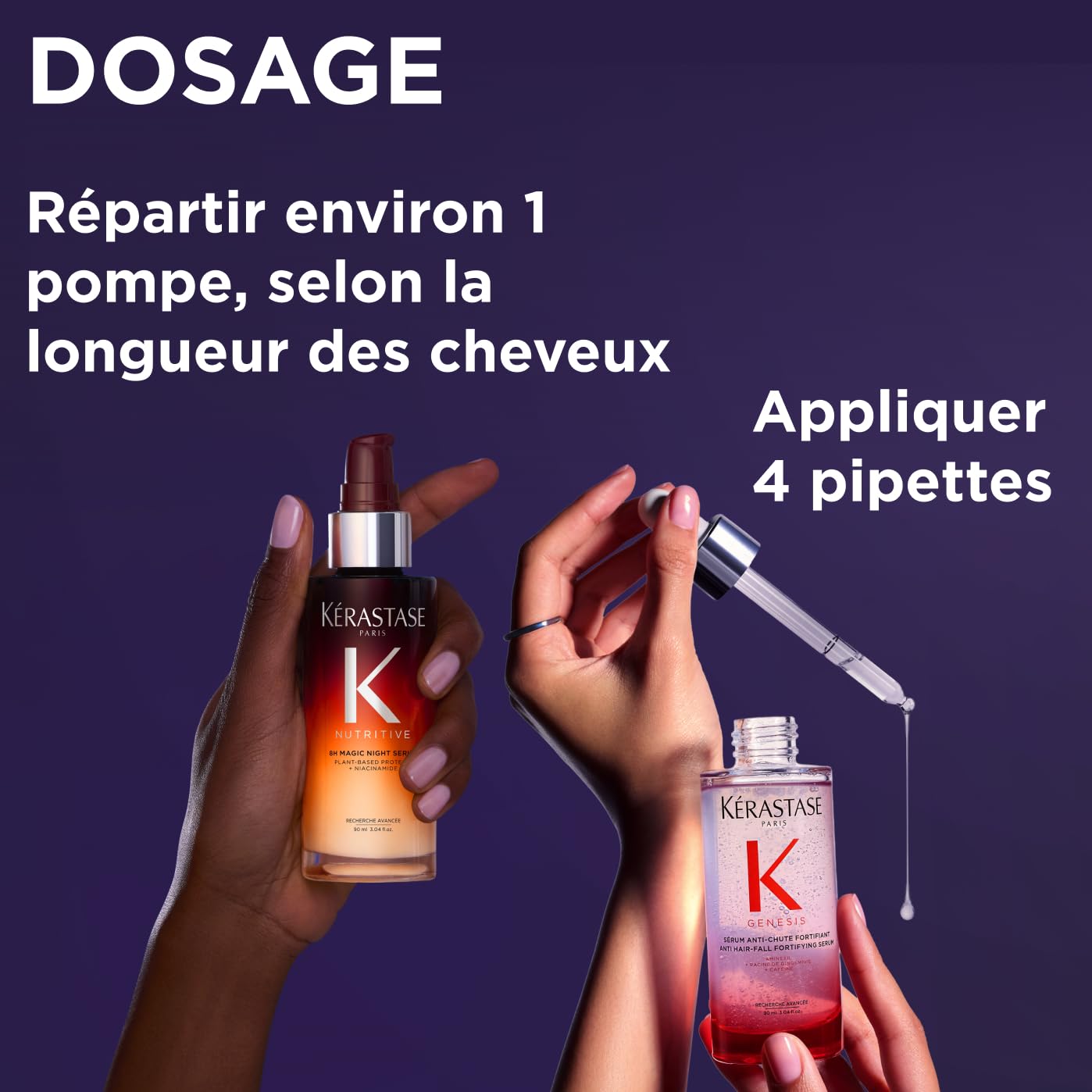 KÉRASTASE - Routine de Nuit - Réparation intense - Double action Anti-chute et Nutrition - Sérum Génésis Anti-Chute et Anti-Casse - 90ml Et Sérum Nutritive 8h Night - Nutrition des Cheveux Secs - 30ml