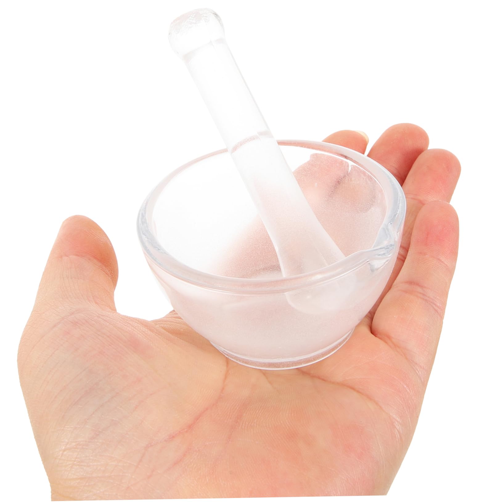 Mortero Vidrio para Moler Medicamentos Mano Ergonómica, Recipiente Laboratorio y Farmacia, Tazón para Molienda Segura y Duradera