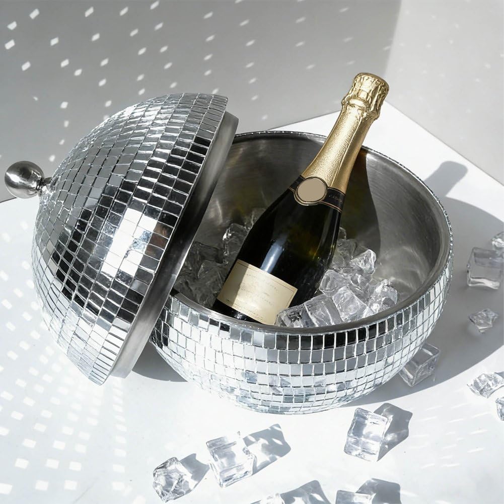 Seau À Glace Boule, Seau À Boissons Réfléchissant, Récipient De Stockage De Glace pour Fêtes, Célébrations, Cocktails, Accessoire De Bar À Domicile
