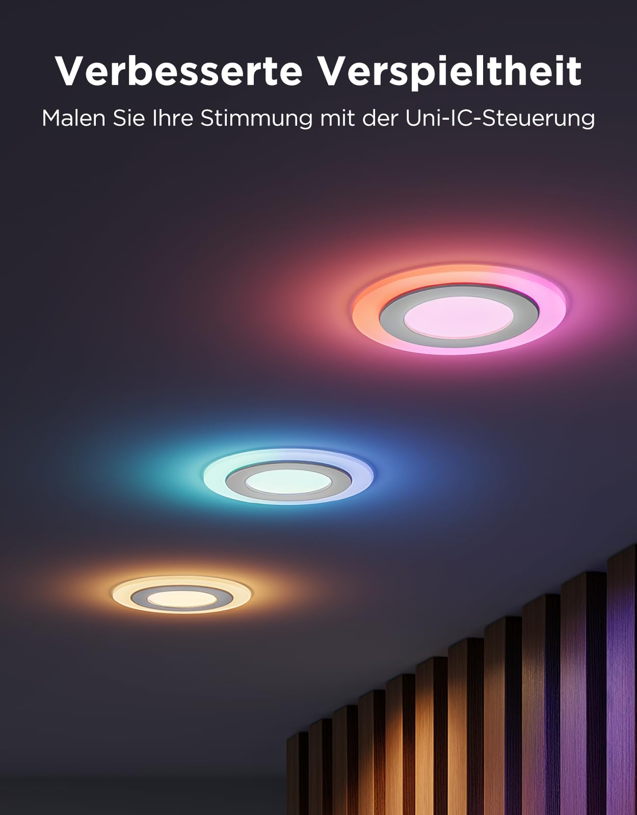 Govee Smart Einbaustrahler LED RGBWW 230V 900LM 11.5W Kompatibel mit Matter Alexa Dimmbar 2700K-6500K 99mm 4 Stück